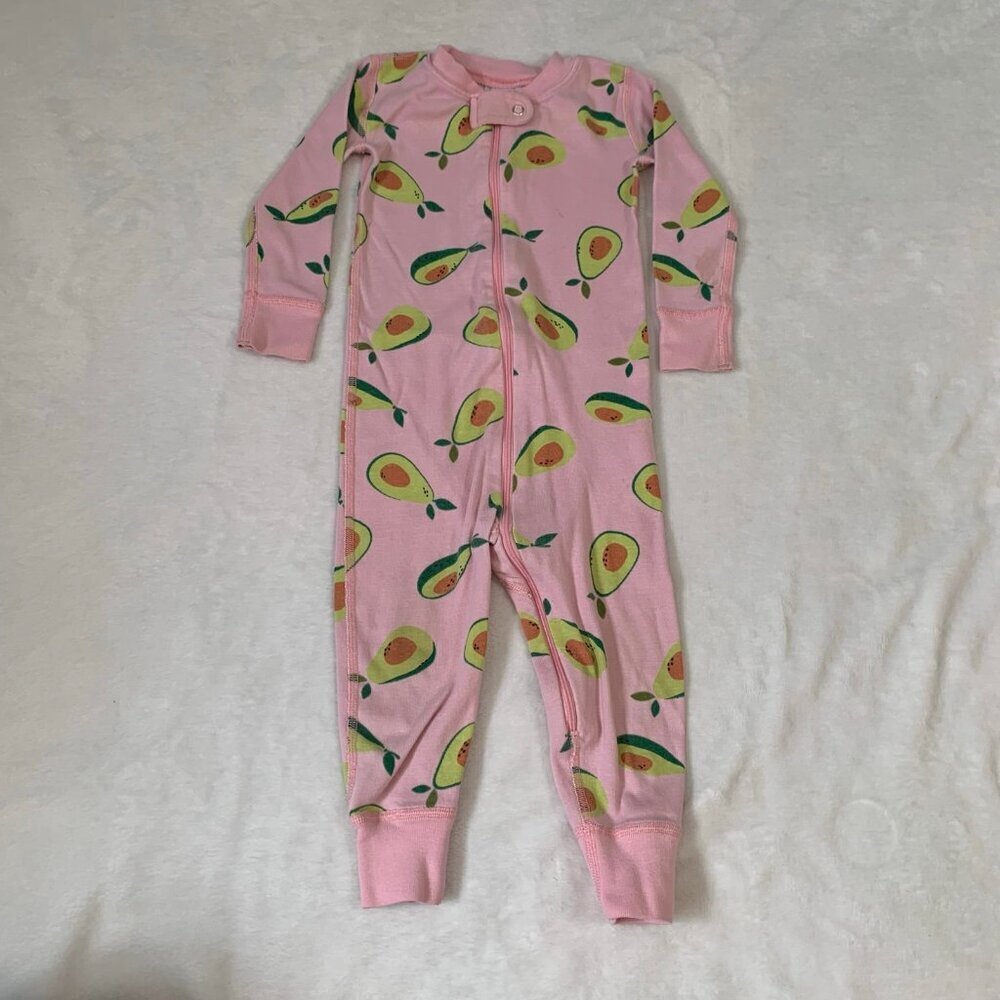 5/$25 Hanna Andersson Pink Avocado Organic Cotton Zip Sleeper Pajamas 2T Toddler